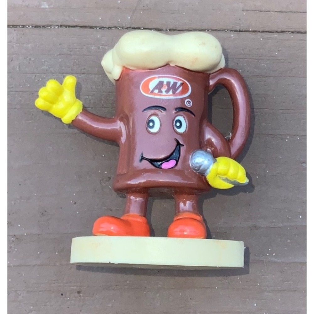 Vintage 2002 A&W Root Beer Mug Mascot Figurine Holding Microphone Collectible